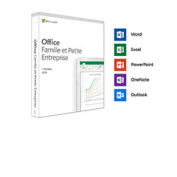 Microsoft Office Famille et Petite Entreprise 2019 1 poste PC / MAC Version basique de la suite bureautique Office pour les familles et petites entreprises, comprenant les versions basiques de Word, Excel, PowerPoint, OneNote et Outlook