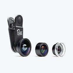 Pixter Pack Starter de 3 objectifs pour Smartphone Pack contenant: objectif Grand Angle, objectif Macro et Objectif Fisheye