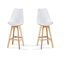 Bobochic Lot de 2 tabourets Nas - Blanc Lot de 2 tabourets Nas - Blanc - en Bois Hêtre Naturel