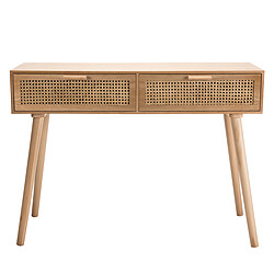 MACABANE Console couleur naturel 2 tiroirs cannage - RODRIGUE 