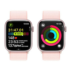 Apple Watch Series 9 GPS + Cellular 45 mm, boîtier en aluminium Rose avec boucle Sport rose clair pas cher