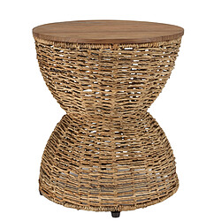 Avis MACABANE ALIDA Tabouret beige assise amovible en bois de teck recyclé