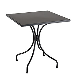 Acheter MACABANE Salon de jardin 2 personnes en acier - 1 table carrée 70x70cm et 2 chaises en textilène marron