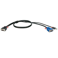 Lindy 33771 Câble VGA Câble KVM Câble USB 2 m Noir