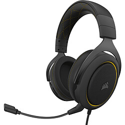 Corsair HS60 PRO STEREO jaune - Filaire Casque gamer - Son surround 7.1 (uniquement sur PC) - Compatrible PC/PS4/Xbox/Switch/Appareils mobiles - Connexion filaire jack 3,5mm ou USB via adaptateur fourni - Noir et jaune