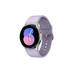 Samsung Montre Connectée  Mixte Galaxy Watch5 - Bracelet Silicone Argenté Montre Connectée Galaxy Watch5 - Fonctionnalités sport & bien-être avancées - Utilisations du quotidien appels, SMS, Réseaux sociaux - Bluetooth 5.2 - Charge Rapide 15W