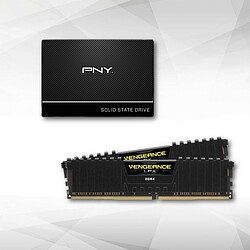 PNY SSD CS900 SATA 2'5 2TB + Vengeance LPX - 2 x 16 Go - DDR4 3200 MHz - Noir SSD Interne - SSD7CS900-2TB-RB  + 32 Go de mémoire PC - 2 barrettes de RAM DDR4 PC4-25600 - CAS 16 - CMK32GX4M2E3200C16