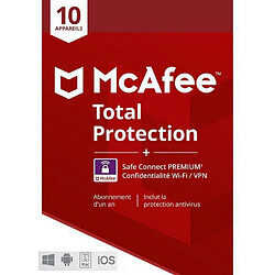 McAfee Total Protection + Safe Connect 2022 1 an - 10 postes - Version dématérialisée