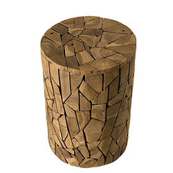 MACABANE Table d'appoint ronde mozaïc 30x30cm bois Teck Lucknow