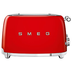 Smeg Grille-pain 4 tranches Années 50 - Rouge - TSF03RDEU 2000 W - Positions réglables 6 positions - 4 fentes - 4 Toasts - Décongélation, Réchauffage, Réchauffe viennoiseries, Grille baguette, Fonction centrage, Bagel, Annulation