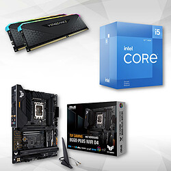 INTEL Core i5-12400F 2.5GHz + TUF GAMING B660-PLUS WIFI D4 + Vengeance RGB RS 16 Go (2 x 8 Go) DDR4 3200 MHz INTEL Core i5-12400F 2.5GHz LGA1700 + TUF GAMING B660-PLUS WIFI D4 + Mémoire PC - 16 Go - Rétroéclairage RGB -  2 barrettes de RAM DDR4 - Cas 16 1.35V - (PC4-25600) - Couleur Noir