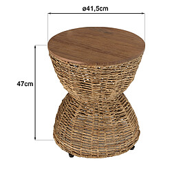 Acheter MACABANE ALIDA Tabouret beige assise amovible en bois de teck recyclé