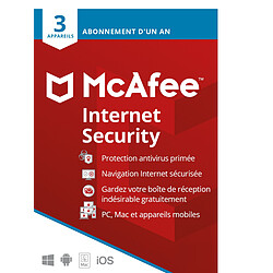 McAfee Internet Security 2022 - Licence 1 an - 3 postes - Version dématérialisée