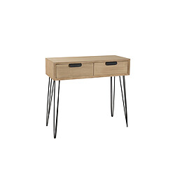 MACABANE Console 2 tiroirs – Bois et métal pas cher