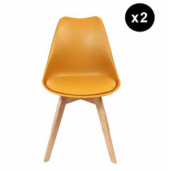 3S. x Home Lot de 2 chaises scandinaves coque rembourée - jaune