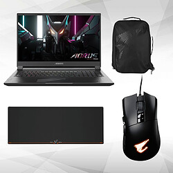 Gigabyte AORUS 15 BSF-73FR754SH + Sac à dos - 20MB1-GVM701-1E - Noir + AORUS AMP900 + AORUS M3 - RGB 15.6" QHD 165 Hz - NVIDIA GeForce® RTX4070 (140W) - Intel Core i7-13700H - 1To SSD - RAM 16 Go DDR5 4800 MHz -  Windows 11 + Sac à dos - 20MB1-GVM701-1E - Noir + Tapis de souris gamer - taille XL 900 x 360 mm + Souris gamer - Rétroéclairage 16,7 millions 