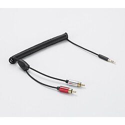 WE Câble RCA Jack Audio Stéréo Cordon Jack 3.5mm vers 2 RCA Mâle en Spirale Compatible avec TV PC Smartphone Ampli Chaîne HiFi Barre de Son Home Cinéma Autoradio Enceinte 1M