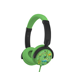 Casque enfant WeKids (3 à 10 ans) réglable et rotatif, limité à 85dB en Jack 3.5mm, une sortie jack permettant de connecter un 2ème casque, modèle DINO