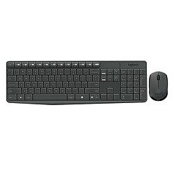 Logitech MK235 - Sans fil Pack clavier-souris bureautique sans fil 2,4 Ghz avec récepteur USB - Clavier AZERTY, Membrane - Souris capteur optique, 3 boutons