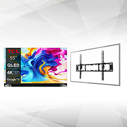 TV QLED 4K 55" 139 cm - TCL55C649 2023 + Support TV mural 37-70" OFFERT