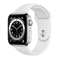 Apple Watch Series 6 - GPS+Cellular - 44 - Acier Argent / Bracelet Sport Blanc - Regular