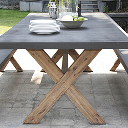 Acheter MACABANE Ensemble Table de Jardin Table rectangulaire en fibre de Ciment et Acacia + 2 bancs