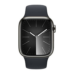 Apple Watch Series 9 GPS + Cellular, boîtier en acier inoxydable graphite de 41 mm, bracelet sport minuit M/L