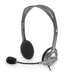 Logitech H110 - Filaire Casque bureautique - Compatible PC - Connexion filaire double fiche (micro et audio) Jack 3,5mm - Gris