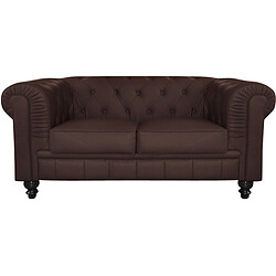 3S. x Home Canapé chesterfield simili choco capitonné 2 places 