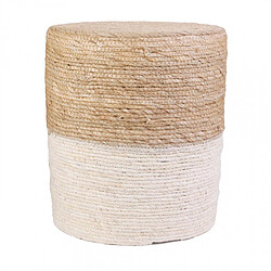 3S. x Home Pouf Blanc et bois BARBARA