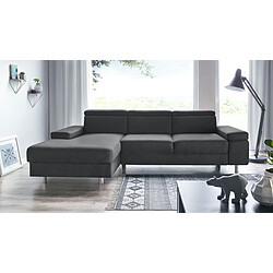 Bobochic Canapé convertible d'angle gauche avec coffre Espace - Gris foncé