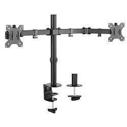 D2 Diffusion D2 Double Support Ecran PC pour 13"-32" de Construction Robuste Hauteur Ergonomique Rotation à 360° Support de Moniteur Charge Maximal de 8kg par bras - Noir 