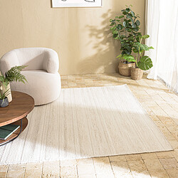 MACABANE Tapis rectangulaire 200x290cm laine texturée nuances de beige SACHA 