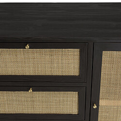 MACABANE Buffet Noir 2 Portes Coulissantes 1 Porte Abattante Cannage YANIS pas cher