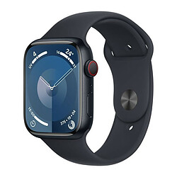 Apple Watch Series 9 GPS + Cellular 45 mm avec boîtier en aluminium minuit et bracelet sport minuit M/L