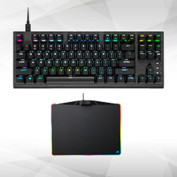 Corsair K60 RGB PRO TKL OPX  + MM800 RGB Polaris AZERTY // Corsair K60 RGB PRO TKL OPX  + Tapis de souris gaming MM800 RGB POLARIS - 350 x 260 x 5 mm