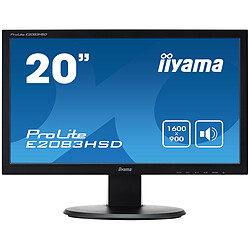 iiyama 19,5" LED E2083HSD-B1 Ecran PC Bureautique - 1600x900 - Dalle TN - 5 ms - 75 Hz - Flicker Free