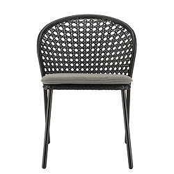 Acheter MACABANE Lot de 2 chaises rotin synthétique noir dossier arrondi ajouré MALO