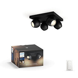 Philips Hue Lot de 4 spots connectés BUCKRAM en spirale - 4x5.5W - Noir - White Ambiance White Ambiance BUCKRAM Spot plafonnier spirale 4x5.5W - Noir (télécommande incluse) - Nécessite le pont de connexion Philips Hue