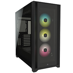 Corsair iCUE 5000X RGB Tempered Glass (Noir) Boîtier Moyen Tour avec Panneau en Verre Trempé et Ventilateurs LED RGB