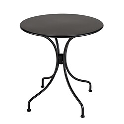 Acheter MACABANE Salon de jardin 2 personnes en acier noir - 1 table ronde 70x70cm et 2 chaises en cordage tressé