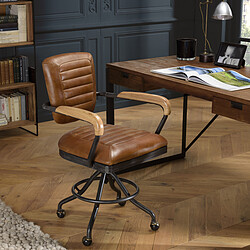 Acheter MACABANE Fauteuil desk vintage cuir à roulettes GASTON