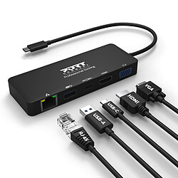 Port Connect Station d'accueil USB type C - 1x 4K - HDMI / Mini Display Port / VGA