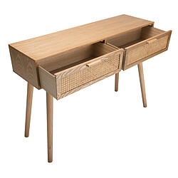 Avis MACABANE Console couleur naturel 2 tiroirs cannage - RODRIGUE