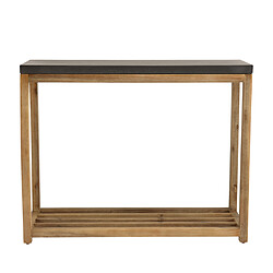 Avis MACABANE Console rectangulaire grand modèle double plateau effet béton foncé et acacia HECTOR