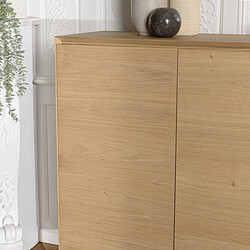 MACABANE Buffet couleur naturelle 4 portes 6 étagères pieds métal noir MAXENDRE pas cher