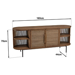 Acheter MACABANE Buffet arrondi en bois de teck recyclé 2 portes 