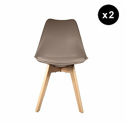 3S. x Home Lot de 2 chaises scandinaves coque rembourée - taupe