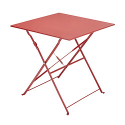 Carrefour Table Bistrot carrée pliante - Corail. L 70 x l 70 x H 70 cm - Acier - 2 couverts.