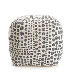 Acheter MACABANE Pouf Carré CHARLES Tissu Coton Imprimé Pois Gris